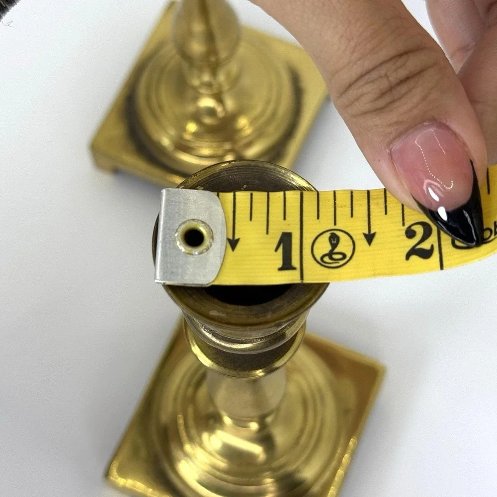 VTG Solid Brass Candlestick Holder Pair Made in England Square Base 5.5